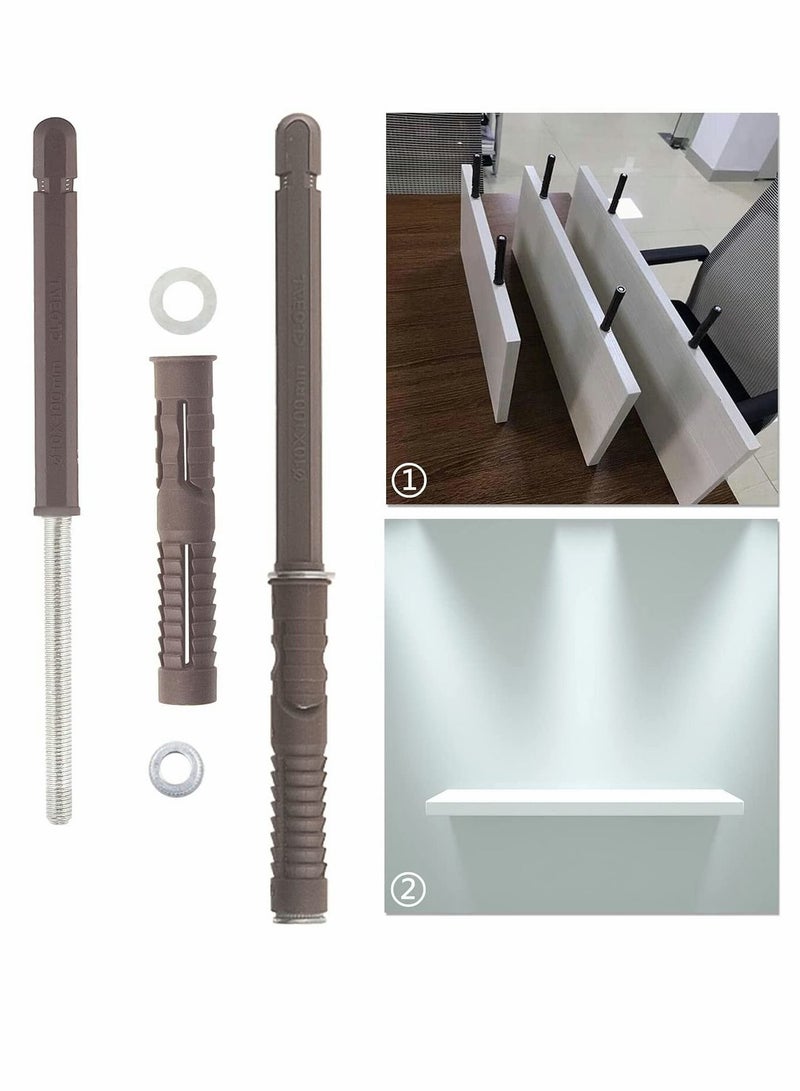 Brackets, Concealed Shelf Brackets, Floating Shelf Bracket with Screws Fixings Adjustable Heavy Duty Hardware, Floating Board Shelves, for DIY Custom, 8 Pcs (Ø10 x 100mm) - Image 2