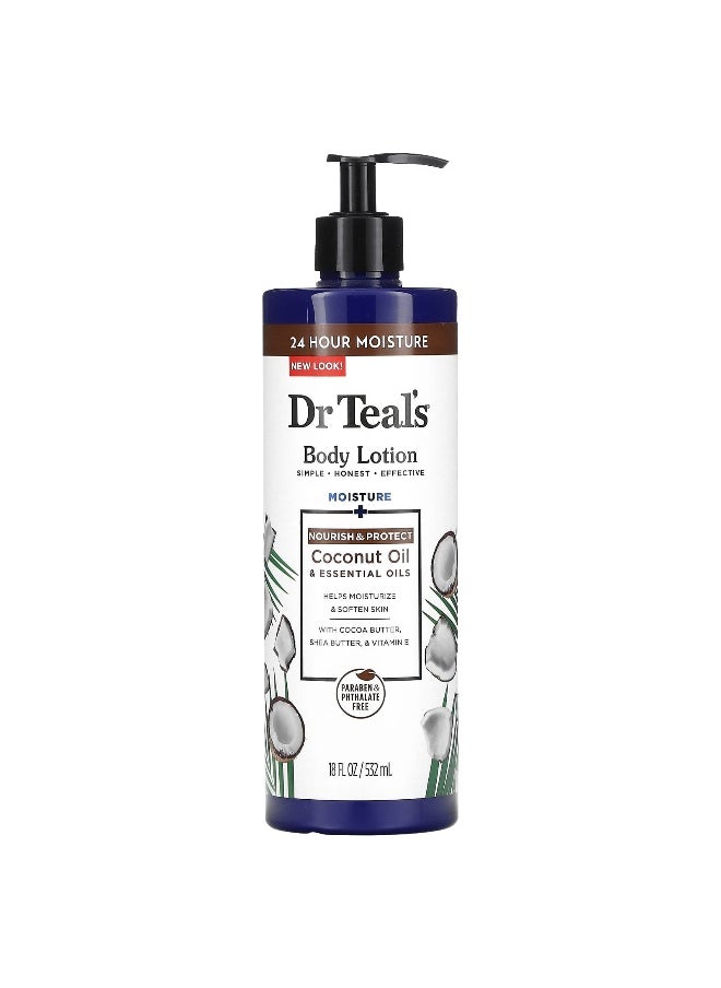 Dr. Teals Dr. Teal's, Body Lotion, Nourish & Protect, Coconut Oil & Essential Oils, 18 fl oz (532 ml)  - Image 1