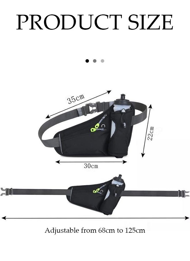 DUNISO Running Waist Pack ，Belt Bag with water bottle holder reflective strip, adjustable belt, suitable for both men and women, suitable for jogging, cycling, and walking, black  - Image 2