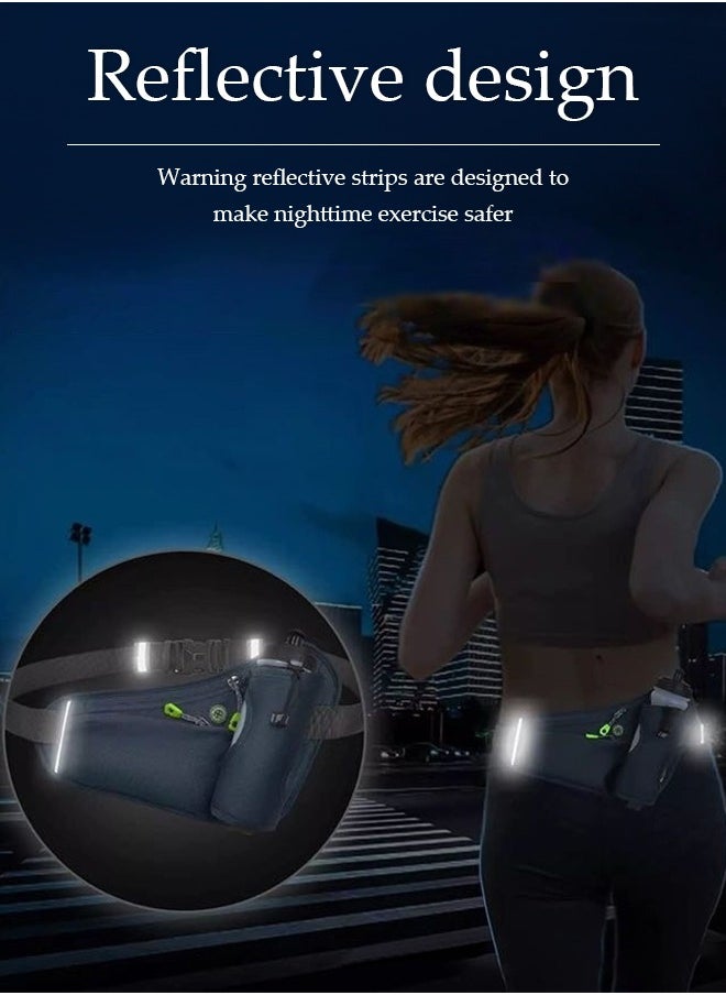 DUNISO Running Waist Pack ，Belt Bag with water bottle holder reflective strip, adjustable belt, suitable for both men and women, suitable for jogging, cycling, and walking, black  - Image 3