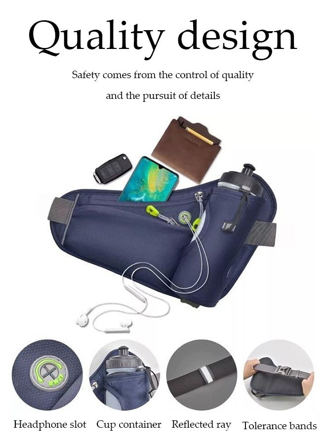 DUNISO Running Waist Pack ，Belt Bag with water bottle holder reflective strip, adjustable belt, suitable for both men and women, suitable for jogging, cycling, and walking, black  - Image 4
