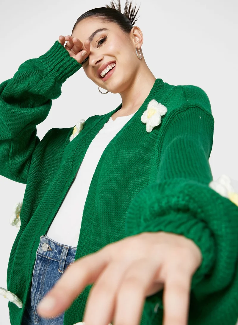 Ginger 3D Daisy Detail Cardigan