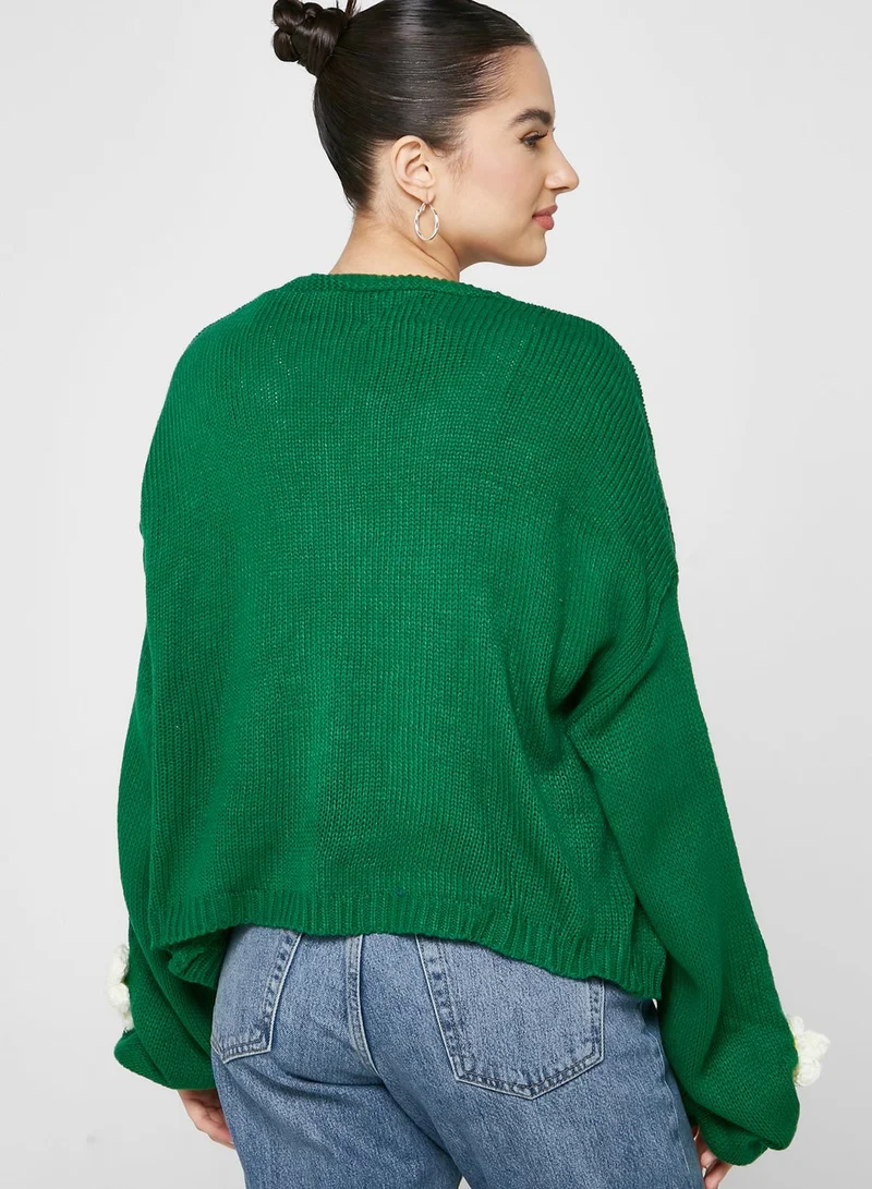 Ginger 3D Daisy Detail Cardigan