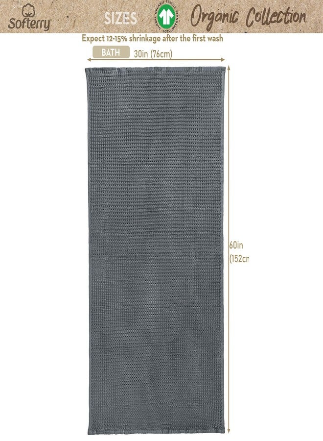 Softerry European Waffle Weave Bath Towel Set - 100% Organic Cotton - Quick Dry Lint Free Thin and Absorbent - Fade Resistant - Eco-Friendly (Set of 2 Bath, Space Gray) - Image 2