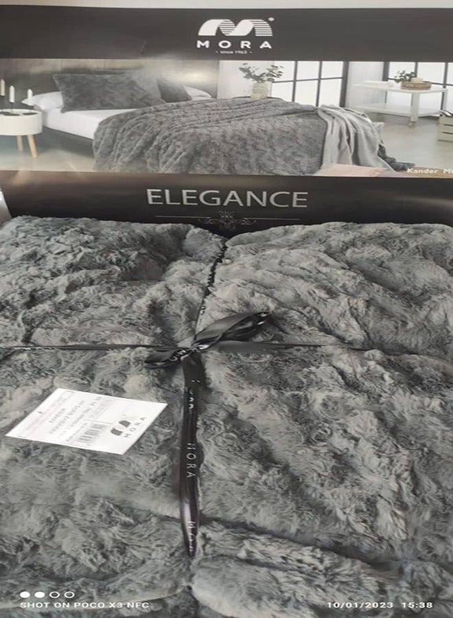 Mora spain Mora Kander Fur Blanket - Model M64 (thick fur)-Color: (Smoke Grey) - Size: 230 x 250 + 2 pillowcases (50 *70).. - Image 2