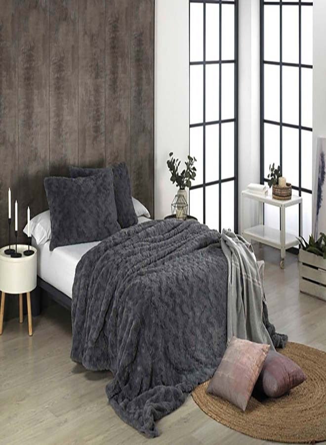 Mora spain Mora Kander Fur Blanket - Model M64 (thick fur)-Color: (Smoke Grey) - Size: 230 x 250 + 2 pillowcases (50 *70).. - Image 4