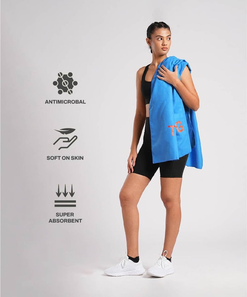 TEGO Wave Full-Body Towel | Quick-Dry, Compact Microfiber Towel for Gym, Swim & Travel | 150 x 75cm Full Length Towel - Blue - Image 3