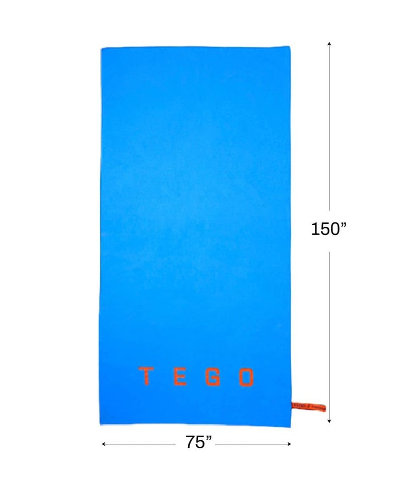 TEGO Wave Full-Body Towel | Quick-Dry, Compact Microfiber Towel for Gym, Swim & Travel | 150 x 75cm Full Length Towel - Blue - Image 2