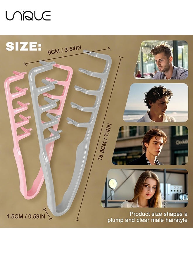 يونيك مشط ملمس 3 قطع - مشط تنسيق قوام رجالي، أداة تكبير الملمس للرجال، أداة رفع الجذور القصوى، مقبض بلاستيكي ABS غير انزلاق - للحجم والفرانج، أداة تصفيف مضادة للتجعد (رمادي/وردي/أسود) - Image 2