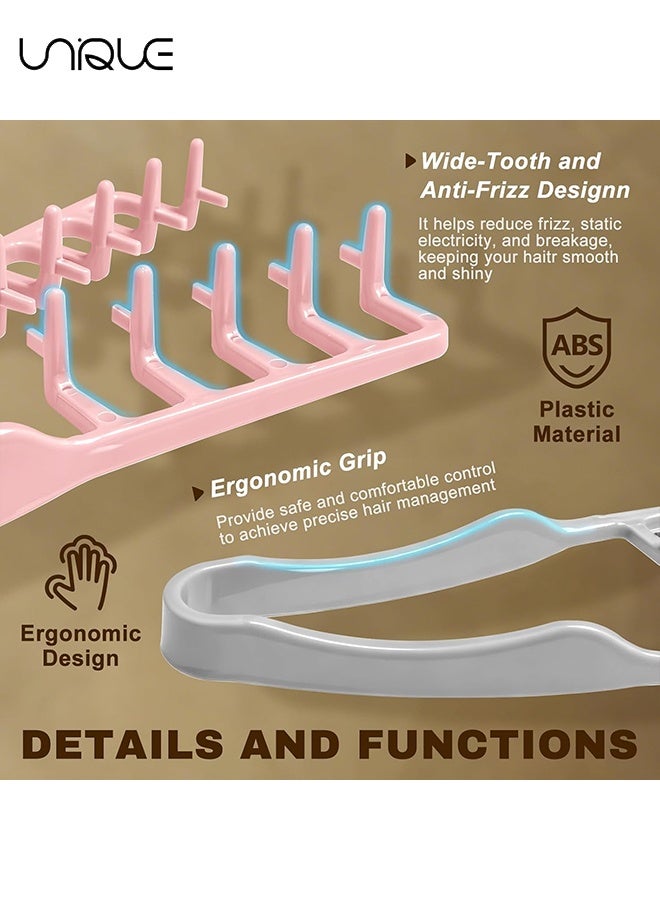 يونيك مشط ملمس 3 قطع - مشط تنسيق قوام رجالي، أداة تكبير الملمس للرجال، أداة رفع الجذور القصوى، مقبض بلاستيكي ABS غير انزلاق - للحجم والفرانج، أداة تصفيف مضادة للتجعد (رمادي/وردي/أسود) - Image 4