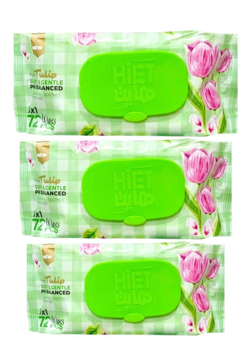 هايت  هيت فريش مناديل المبللة توليب فريش 72 منديل (3 قطع)