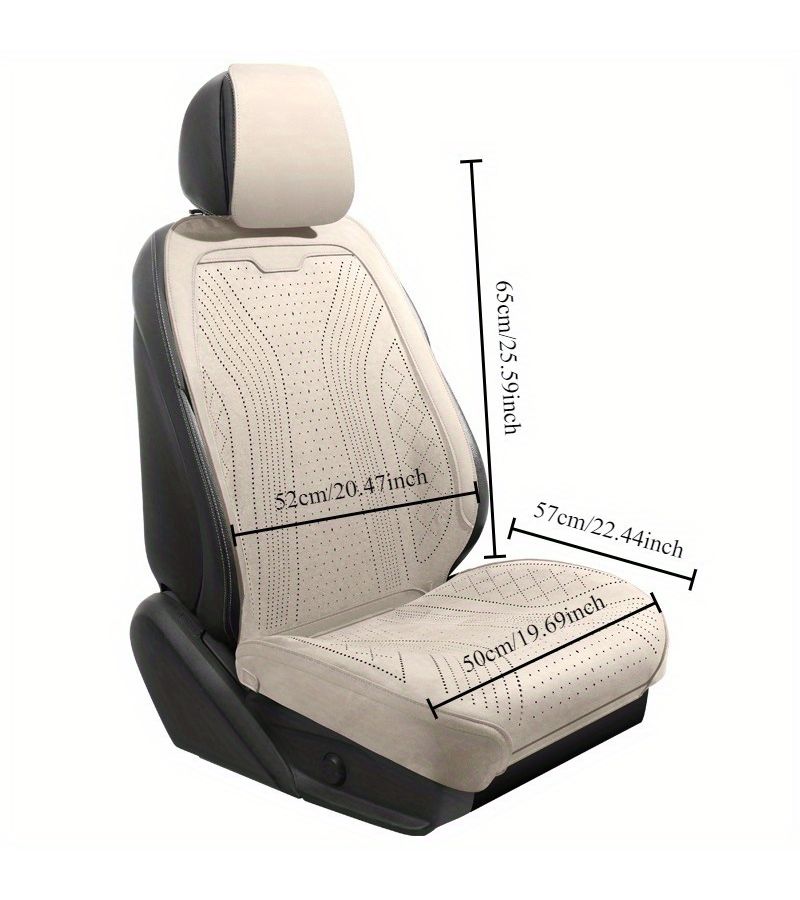 Beige Universal Car Seat Cushion PU Leather Front Single Seat Saddle Pad All Seasons High End Interior Upgrade Warm Winter Cool Summer - Image 2