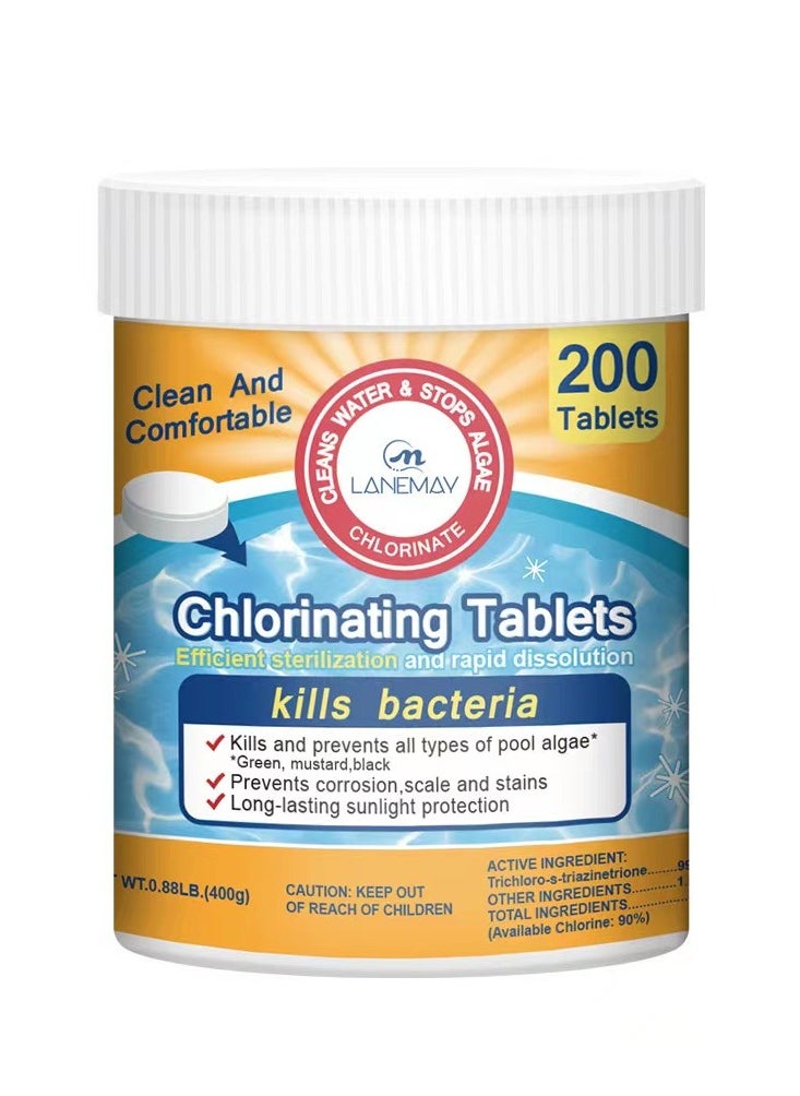 LANEMAY - 200piece Chlorinating Tablets Clear Pool Cleaning Tablets - Image 1
