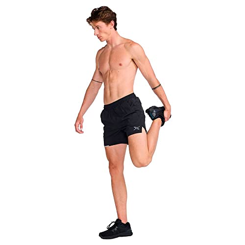 2XU Men's Aero 5 Inch Shorts - Powerful Muscle Support and Compression - Black/Silver Reflective - Size XX-Large - Image 4