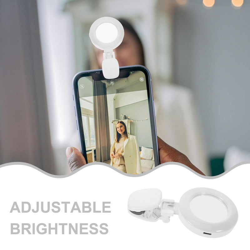 Rechargeable Clip On Phone Selfie Light With Mirror For Video Conference And Makeup - Image 4