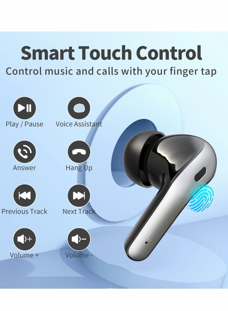 Captaintech Bluetooth Headphones Active Noise Cancelling Wireless Earbuds LED Power Display 60 Hours Playback For Business Sports TV Smartphone Computer Laptop - Image 2