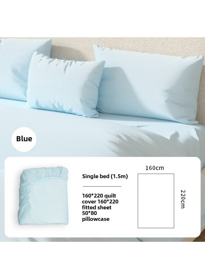 Bedhat Disposable Four-piece Bed Sheet Quilt Cover Pillowcase Dirty And Dust-proof Thickened Hotel Homestay Hospital Travel Use-Color: Single Fitted Sheet Three-piece Set Independent Bag - Image 1