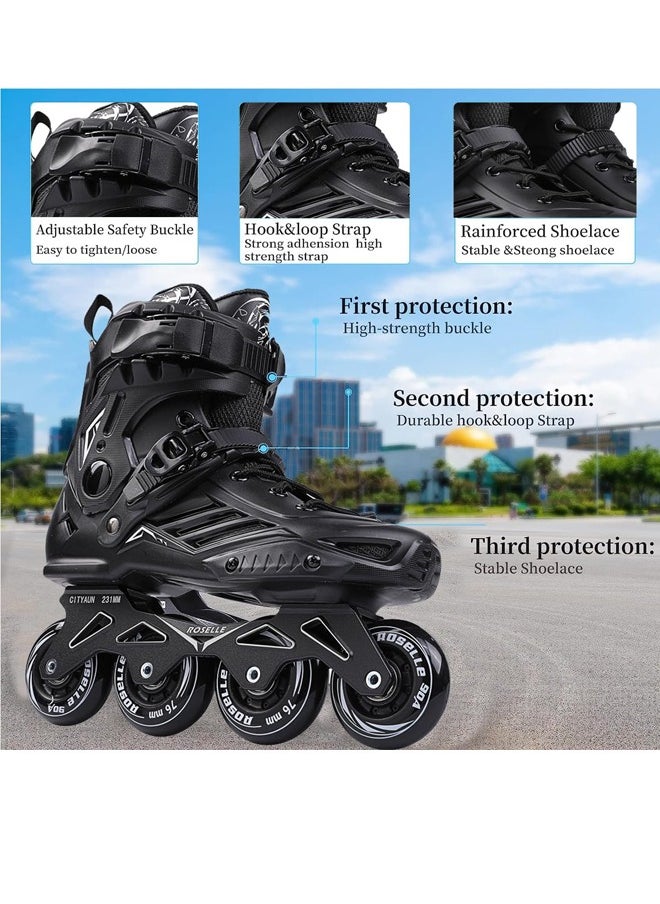 Favarey Inline Skates for Adults and Men, Professional Roller Skates with Ankle Support for Girls and Boys, Outdoor Indoor Inline Skates for Children, Beginners, Unisex, Size 42  - Image 4