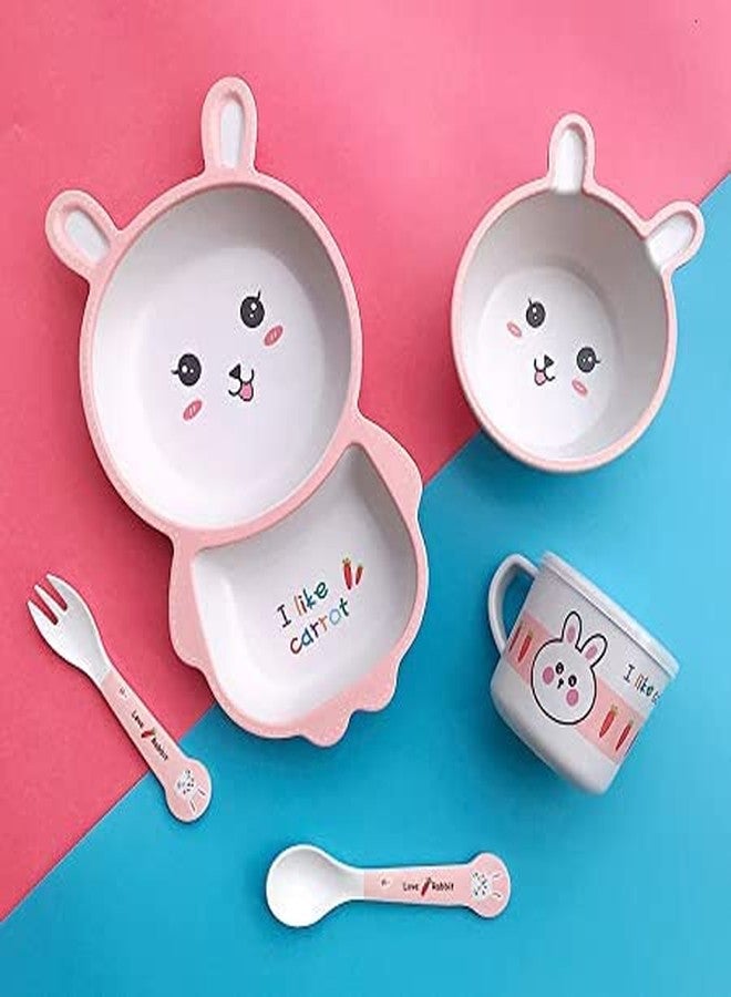 Mayatra's Bamboo Fibre Dinner Set for Kids, Set of 5 Bamboo Fiber Baby Feeding Set, Kids Tableware Made with Eco-Friendly Bamboo (RS-5023-Carrot) - Image 2