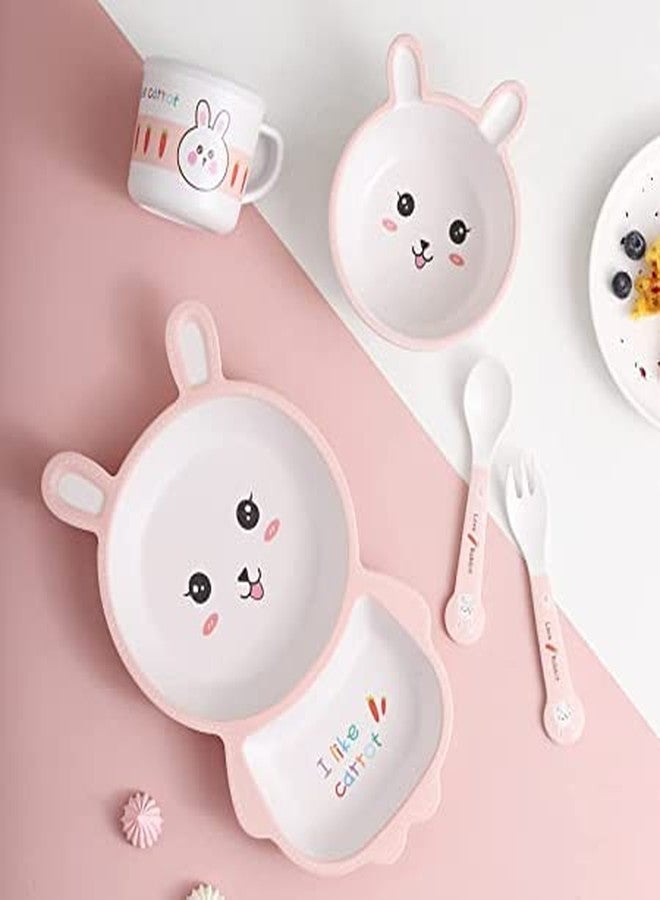 Mayatra's Bamboo Fibre Dinner Set for Kids, Set of 5 Bamboo Fiber Baby Feeding Set, Kids Tableware Made with Eco-Friendly Bamboo (RS-5023-Carrot) - Image 4