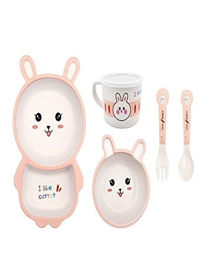 Mayatra's Bamboo Fibre Dinner Set for Kids, Set of 5 Bamboo Fiber Baby Feeding Set, Kids Tableware Made with Eco-Friendly Bamboo (RS-5023-Carrot) - Image 1