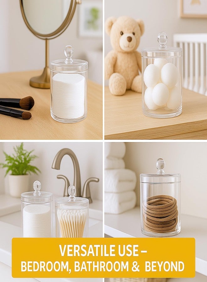 Havenity Acrylic Qtip Holder Bathroom Set, Bathroom Containers with Lids, Clear Plastic Apothecary Jars, Q Tip Holder Bathroom Set, Cotton Swab Holder, Cotton Ball Holder (Pack of 4) - Image 5