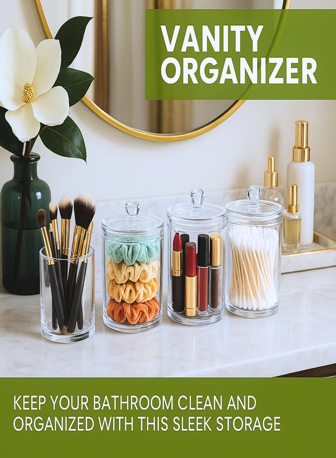 Havenity Acrylic Qtip Holder Bathroom Set, Bathroom Containers with Lids, Clear Plastic Apothecary Jars, Q Tip Holder Bathroom Set, Cotton Swab Holder, Cotton Ball Holder (Pack of 4) - Image 3