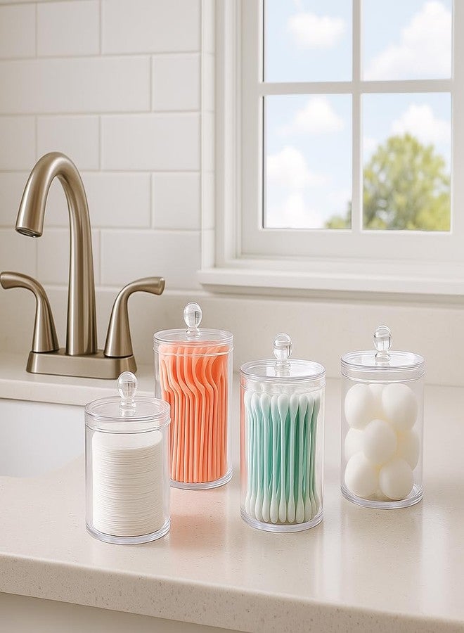 Havenity Acrylic Qtip Holder Bathroom Set, Bathroom Containers with Lids, Clear Plastic Apothecary Jars, Q Tip Holder Bathroom Set, Cotton Swab Holder, Cotton Ball Holder (Pack of 4) - Image 4