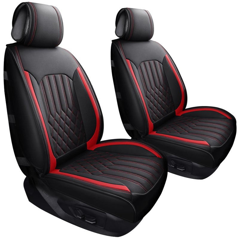 Tomatoman Car Seat Covers Compatible with Nissan Frontier Pathfinder Sentra Maxima Versa Xterra Altima XTrail Rogue Armada Cube Juke Kicks Leaf for Most Cars2PCS FrontBlack Red