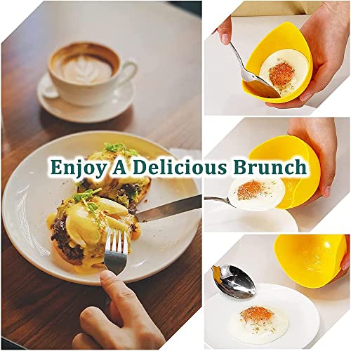 FS COOL 4-Piece Egg Poaching Cups, Egg Boiler Mold Cup, Silicone Poachers, Food Grade Non-Stick Silicone Egg Poacher Cup for Microwave or Stovetop Kitchen, Egg Cooker, Poached Egg Accessories (Random) - Image 5