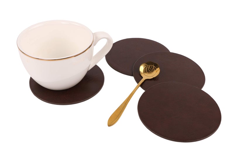 Jovono Embossed PU Leather Placemats, Waterproof Coffee Coasters, Kitchen Table Mats, Easy to Wipe Off for Dining Round Table - Image 3