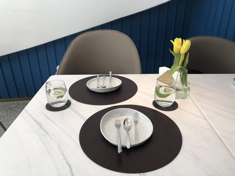 Jovono Embossed PU Leather Placemats, Waterproof Coffee Coasters, Kitchen Table Mats, Easy to Wipe Off for Dining Round Table - Image 4