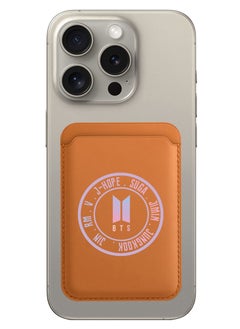 Magnetic Wallet, Compatible with MagSafe Wallet, for iPhone Wallet, for iPhone 16/15/14/13/12 Series, Not for iPhone 13/12 mini, 3 Card Holder, Vegan Leather, Brown - BTS sticker