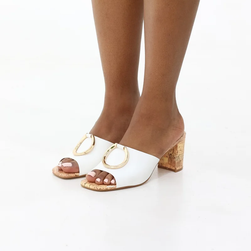 SALT BLOCK 6.5 CM HEEL SLIDE WITH CIRCLE TRIM