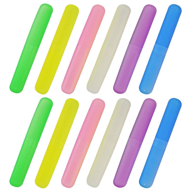 12PCS Plastic Toothbrush Case Six Colors Portable Dustproof Toothbrush Cases Toothbrushes Holder for Daily and Travel Use 12