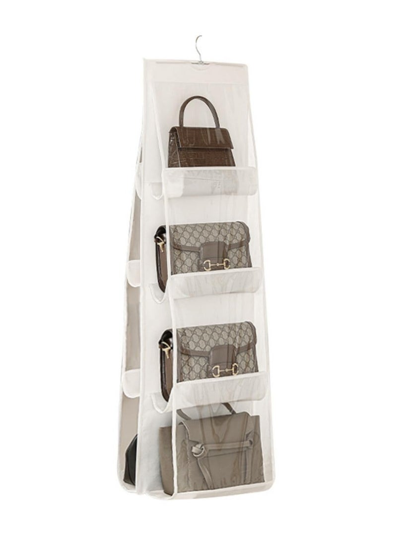 هاهاهاي منظم شنقا حقيبة يد مع 8 جيوب ، منظم محفظة معلقة من قماش أكسفورد قابل للطي ، منظم خزانة خزانة تخزين حقيبة يد لغرفة نوم خزانة عائلية (أبيض) - Image 2