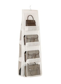 HaHaHai Handbag Hanging Organizer with 8 Pockets, Foldable Oxford Cloth Hanging Purse Organizer, Handbag Storage Hanger Closet Organizer for Family Closet Bedroom (White)  - Image 1