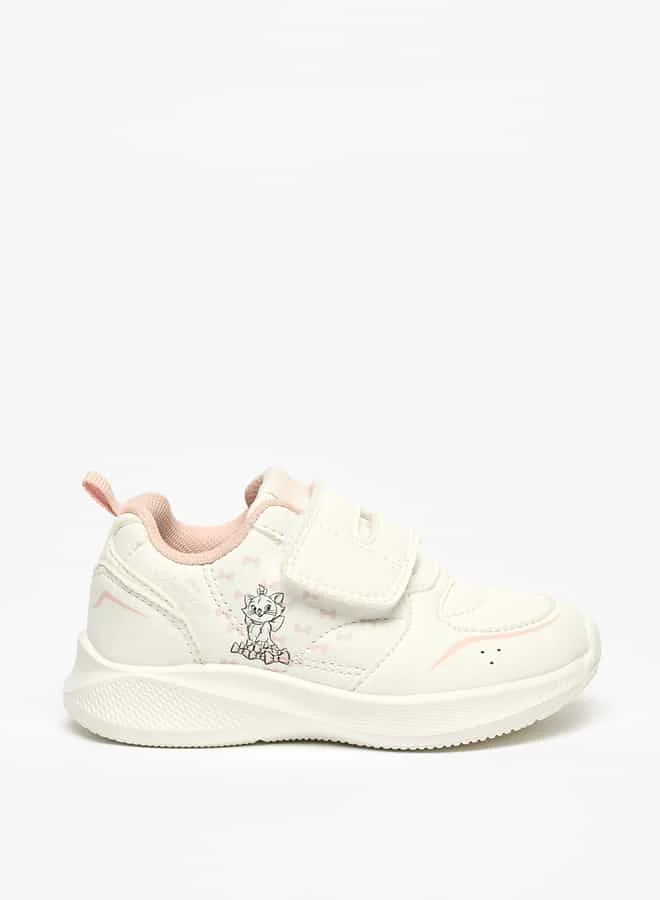 Disney Girls Marie Print Sneakers with Hook and Loop Closure