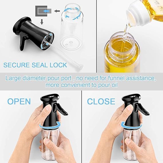 Botash olive oil spray bottle for cooking200 ml glass oil dispenser bottle spray mister refillable food grade oil vinegar spritzer sprayer for air fryer salad baking grilling1pcsmulticolour - Image 5