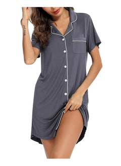 Nightgown for Women Sleep Shirt Short Long Sleeve Sleepwear Boyfriend Nightshirt Button Down Pajama Dress S-XXL
