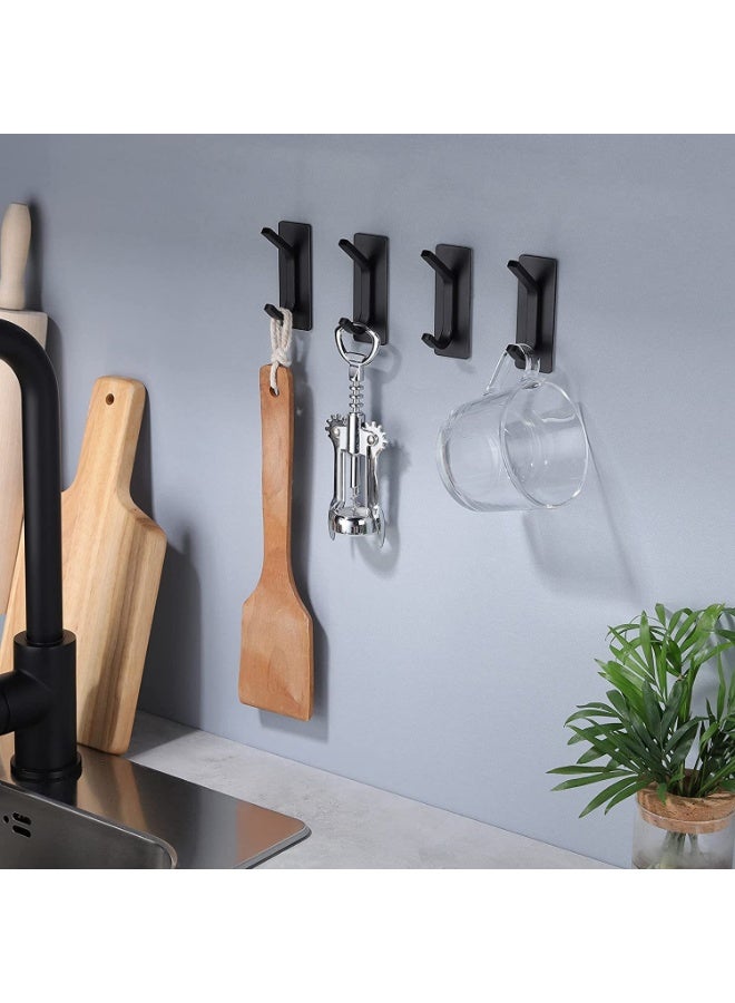 4 Pack Self Adhesive wall Hooks, Heavy Duty Stainless Steel Hooks, Easy to Install Bathroom Kitchen Organizer Hooks for hanging Towel, Clothes, utensils,No Drilling Needed - Image 4