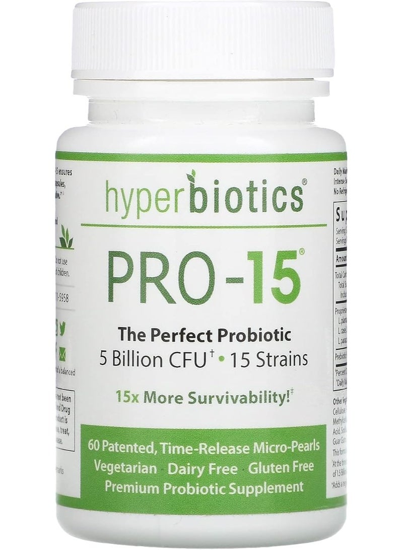 Hyperbiotics PRO-15, The Perfect Probiotic, 5 Billion CFU, 60 TimeRelease Tablets