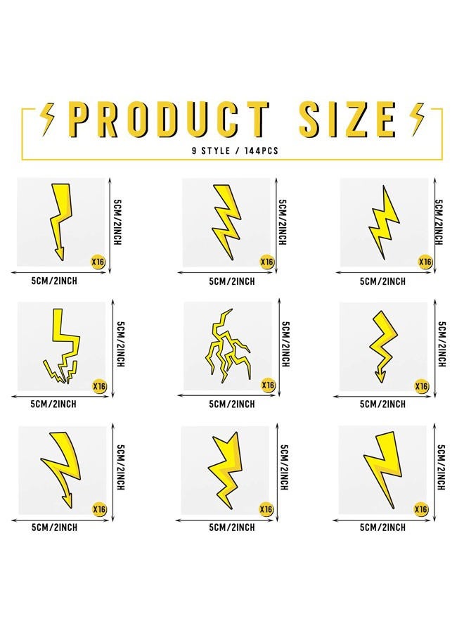 Leelosp 144 Pieces Lighting Bolt Tattoos Lightning Bolt Stickers Lightning Bolt Hand Temporary Tattoos Accessories Apparel Accessories for Birthday Party Favor Decorations,9 Styles  - Image 2
