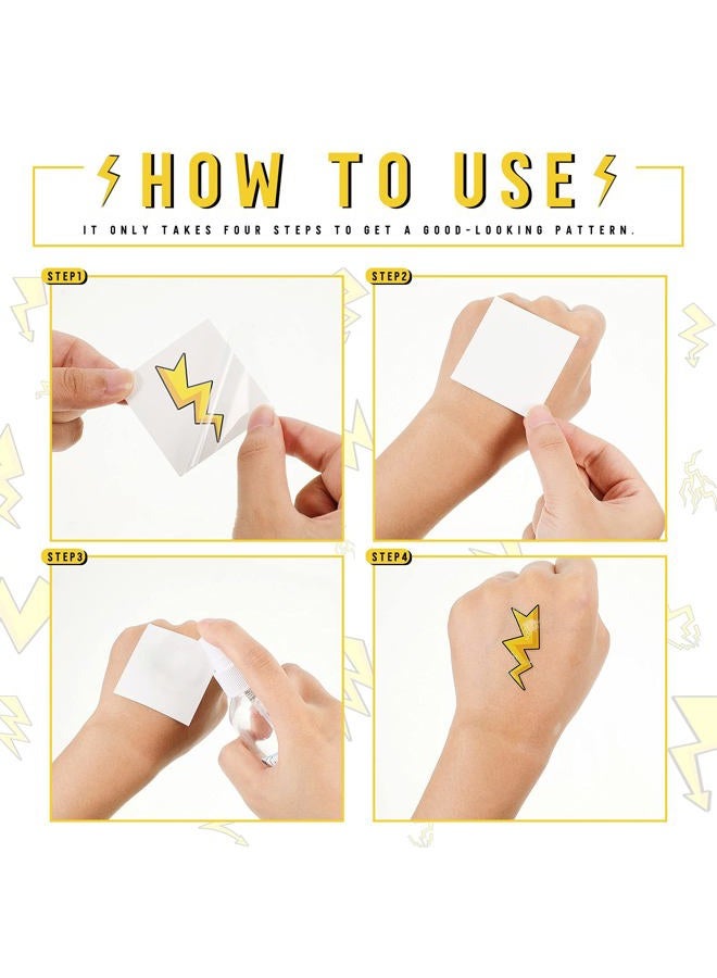 Leelosp 144 Pieces Lighting Bolt Tattoos Lightning Bolt Stickers Lightning Bolt Hand Temporary Tattoos Accessories Apparel Accessories for Birthday Party Favor Decorations,9 Styles  - Image 3