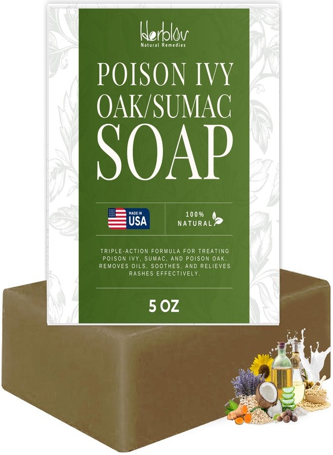 Herblov Poison Ivy Soap Bar - All Natural Poison Ivy Treatment - Anti-Itch Skin Cleanser Wash for Poison Ivy, Poison Oak & Sumac - Removes Oils, Soothes & Relieves Rashes - 5oz Jewelweed Soap Made in USA - Image 1