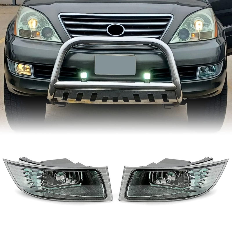 HECASA Bumper Fog Light w/Bulb Compatible with 2003-2009 LEXUS GX470 without sport package Replacement for 81221-60080 81211-60160 LX2593105 LX2592105 Halogen Front Pair Driving Lamp Left Right - Image 1