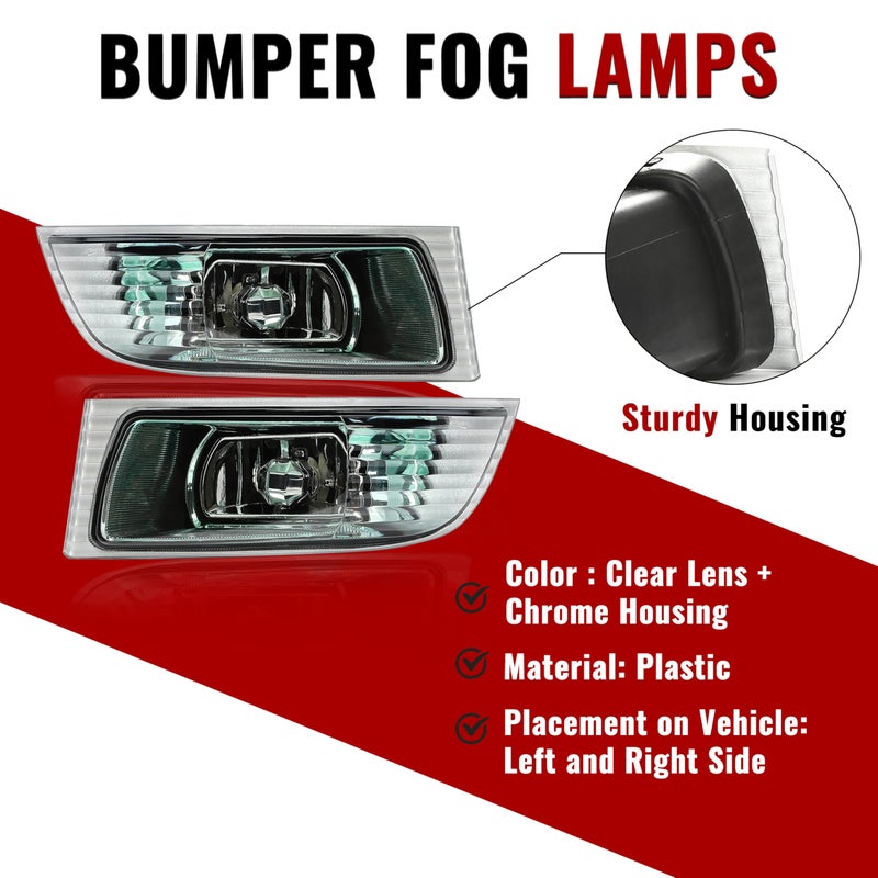 HECASA Bumper Fog Light w/Bulb Compatible with 2003-2009 LEXUS GX470 without sport package Replacement for 81221-60080 81211-60160 LX2593105 LX2592105 Halogen Front Pair Driving Lamp Left Right - Image 3