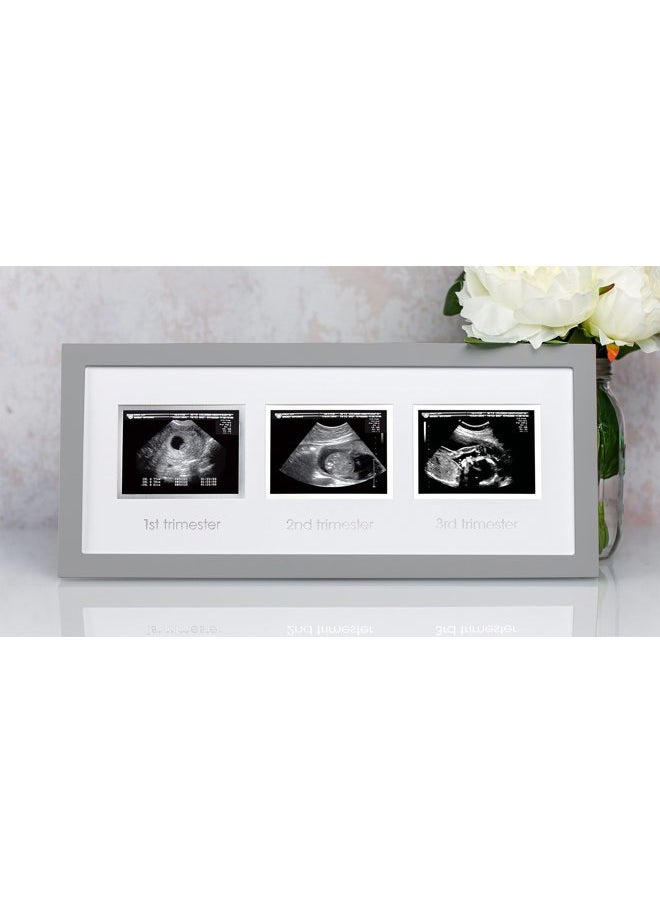 pearhead - Triple Sonogram Picture Frame, Pregnancy Keepsake Photo Frame, Gender-Neutral Baby Nursery Décor, Baby Accessory for New and Expecting Parents, Gray - Image 1