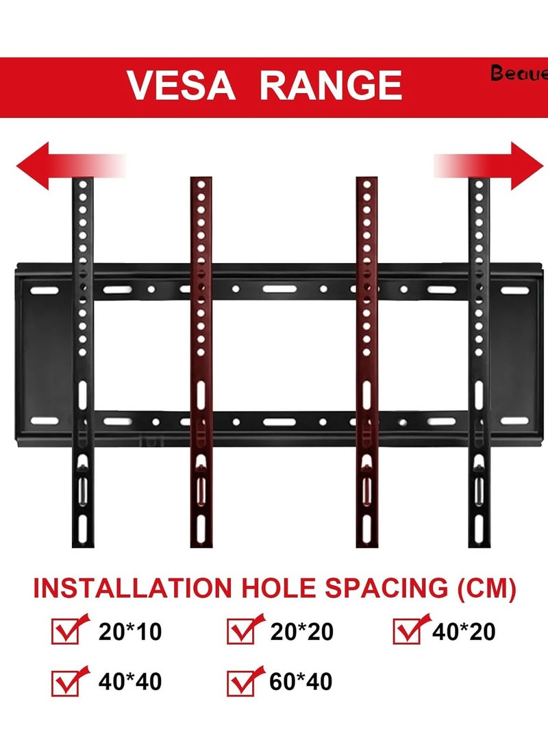 Hamood - Wall Mount TV Stand, Fixed TV Bracket for Most 40-80 Inch LCD LED TV Screens, Universal Television Mount Stand, Heavy Duty TV Wall Mount, Holds up to 75kg and Max VESA 600 * 400mm (Style 5) - Image 1