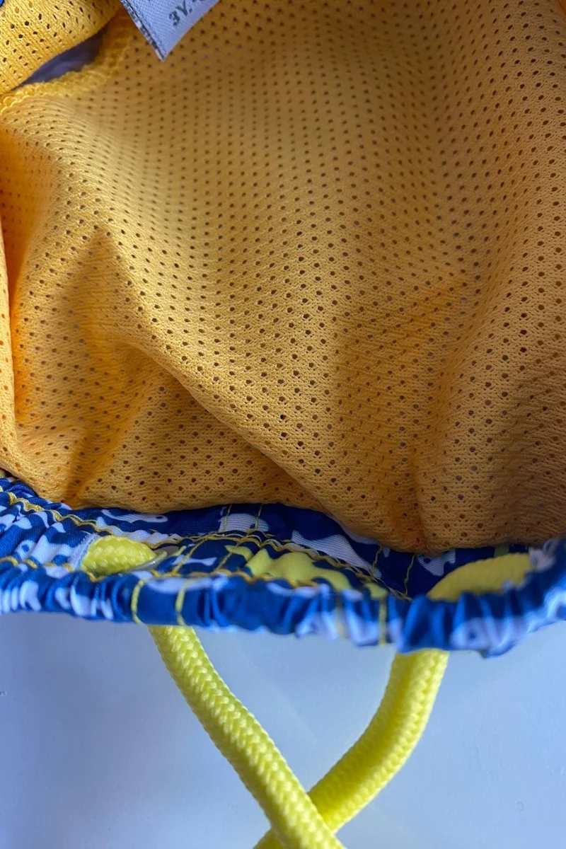 بوديوم جييم Podium Clothing Cute Yellow Shark Patterned Quick Drying Boy Baby Shorts Swimsuit, Kids Swim Shorts